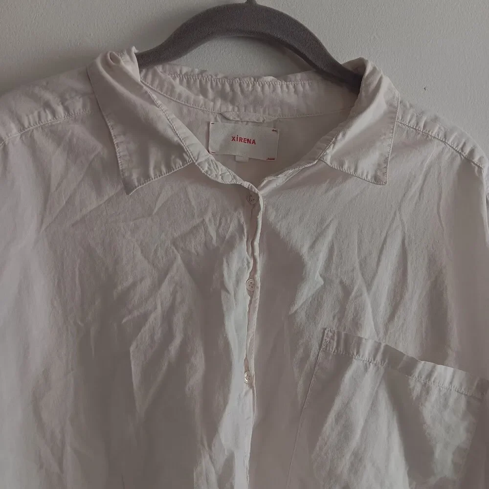 Xirena Light Pink Cotton Button Up Long Sleeve Shirt Size M Lightweight Breezy - Picture 4 of 8